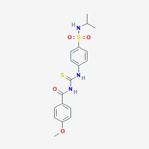 molecular formula C18H21N3O4S2 B318731 4-methoxy-N-{[4-(propan-2-ylsulfamoyl)phenyl]carbamothioyl}benzamide 