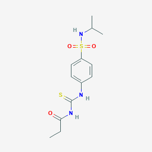 molecular formula C13H19N3O3S2 B318733 N-[({4-[(isopropylamino)sulfonyl]phenyl}amino)carbonothioyl]propanamide 
