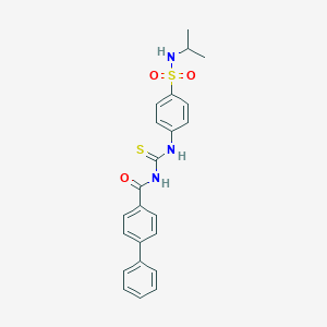 molecular formula C23H23N3O3S2 B318734 N-[({4-[(isopropylamino)sulfonyl]phenyl}amino)carbonothioyl]-4-biphenylcarboxamide 