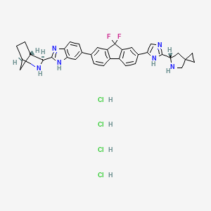 molecular formula C35H36Cl4F2N6 B3187370 6-(7-(2-((S)-5-Azaspiro(2.4)heptan-6-yl)-1H-imidazol-5-yl)-9,9-difluoro-9H-fluoren-2-yl)-2-((1R,3S,4S)-2-azabicyclo(2.2.1)heptan-3-yl)-1H-benzo(d)imidazole tetrahydrochloride CAS No. 1499193-67-7