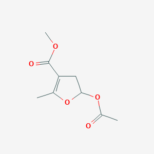 molecular formula C9H12O5 B3187378 Methyl 5-acetoxy-2-methyl-4,5-dihydrofuran-3-carboxylate CAS No. 150437-92-6