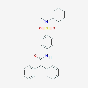 molecular formula C27H30N2O3S B318741 N-(4-{[cyclohexyl(methyl)amino]sulfonyl}phenyl)-2,2-diphenylacetamide 