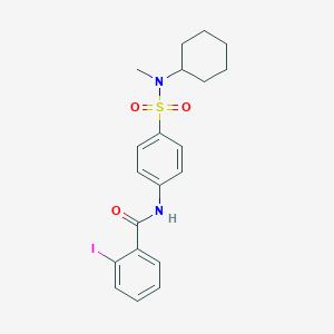 molecular formula C20H23IN2O3S B318745 N-(4-{[cyclohexyl(methyl)amino]sulfonyl}phenyl)-2-iodobenzamide 