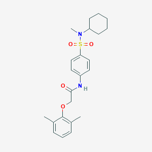 molecular formula C23H30N2O4S B318750 N-(4-{[cyclohexyl(methyl)amino]sulfonyl}phenyl)-2-(2,6-dimethylphenoxy)acetamide 