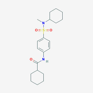 molecular formula C20H30N2O3S B318765 N-(4-{[cyclohexyl(methyl)amino]sulfonyl}phenyl)cyclohexanecarboxamide 