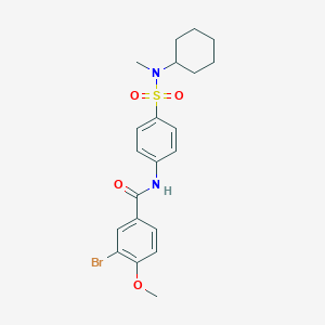 molecular formula C21H25BrN2O4S B318769 3-bromo-N-(4-{[cyclohexyl(methyl)amino]sulfonyl}phenyl)-4-methoxybenzamide 