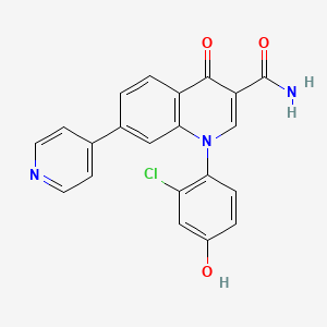 1-(2-Chloro-4-hydroxyphenyl)-4-oxo-7-(pyridin-4-yl)-1,4-dihydroquinoline-3-carboxamide