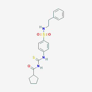 molecular formula C21H25N3O3S2 B318778 N-({4-[(2-phenylethyl)sulfamoyl]phenyl}carbamothioyl)cyclopentanecarboxamide 