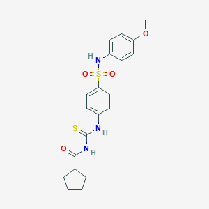 molecular formula C20H23N3O4S2 B318779 N-({4-[(4-methoxyphenyl)sulfamoyl]phenyl}carbamothioyl)cyclopentanecarboxamide 