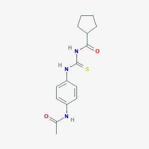 molecular formula C15H19N3O2S B318780 N-{[4-(acetylamino)phenyl]carbamothioyl}cyclopentanecarboxamide 
