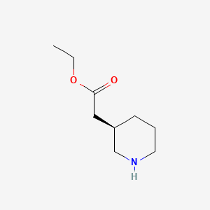molecular formula C9H17NO2 B3188056 (R)-Piperidin-3-YL-acetic acid ethyl ester CAS No. 188883-57-0