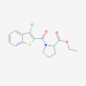 molecular formula C16H16ClNO3S B318807 Ethyl 1-[(3-chloro-1-benzothien-2-yl)carbonyl]-2-pyrrolidinecarboxylate 