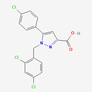 molecular formula C17H11Cl3N2O2 B3188084 1-(2,4-Dichlorobenzyl)-5-(4-Chlorophenyl)-1H-Pyrazole-3-Carboxylic Acid CAS No. 192701-96-5