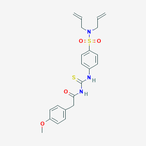 molecular formula C22H25N3O4S2 B318846 N-[({4-[(diallylamino)sulfonyl]phenyl}amino)carbonothioyl]-2-(4-methoxyphenyl)acetamide 