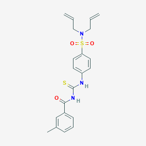 molecular formula C21H23N3O3S2 B318849 N,N-diallyl-4-({[(3-methylbenzoyl)amino]carbothioyl}amino)benzenesulfonamide 