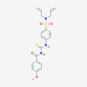 molecular formula C21H23N3O4S2 B318850 N,N-diallyl-4-({[(4-methoxybenzoyl)amino]carbothioyl}amino)benzenesulfonamide 