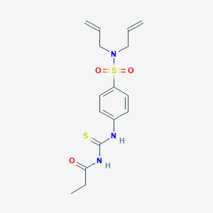 molecular formula C16H21N3O3S2 B318854 N,N-diallyl-4-{[(propionylamino)carbothioyl]amino}benzenesulfonamide 