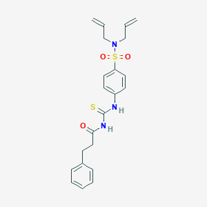 molecular formula C22H25N3O3S2 B318855 N,N-diallyl-4-({[(3-phenylpropanoyl)amino]carbothioyl}amino)benzenesulfonamide 