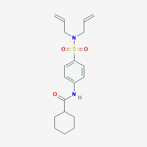 molecular formula C19H26N2O3S B318881 N-{4-[(diallylamino)sulfonyl]phenyl}cyclohexanecarboxamide 
