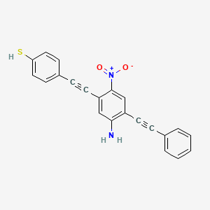 molecular formula C22H14N2O2S B3188906 Benzenethiol, 4-[[5-amino-2-nitro-4-(phenylethynyl)phenyl]ethynyl]- CAS No. 255043-63-1