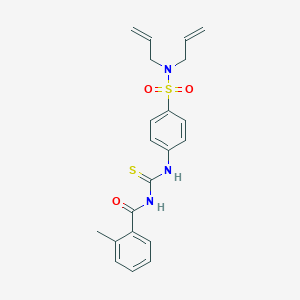 molecular formula C21H23N3O3S2 B318923 N,N-diallyl-4-({[(2-methylbenzoyl)amino]carbothioyl}amino)benzenesulfonamide 