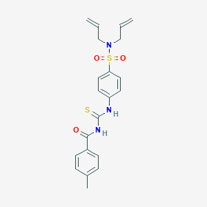 molecular formula C21H23N3O3S2 B318925 N,N-diallyl-4-({[(4-methylbenzoyl)amino]carbothioyl}amino)benzenesulfonamide 