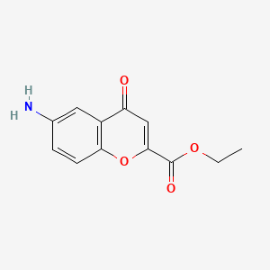 molecular formula C12H11NO4 B3189259 4H-1-Benzopyran-2-carboxylic acid, 6-amino-4-oxo-, ethyl ester CAS No. 30095-81-9