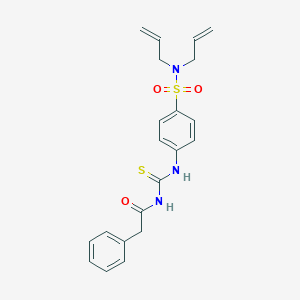 molecular formula C21H23N3O3S2 B318928 N,N-diallyl-4-({[(phenylacetyl)amino]carbothioyl}amino)benzenesulfonamide 