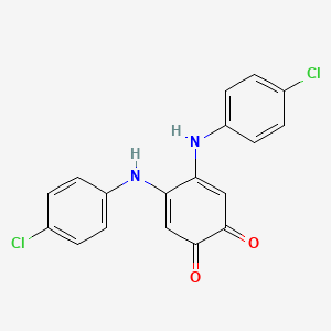 molecular formula C18H12Cl2N2O2 B3189288 4,5-Bis(4-chloroanilino)cyclohexa-3,5-diene-1,2-dione CAS No. 30725-06-5