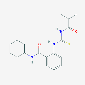 molecular formula C18H25N3O2S B318935 N-cyclohexyl-2-{[(isobutyrylamino)carbothioyl]amino}benzamide 