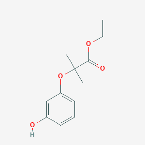molecular formula C12H16O4 B3189476 Ethyl 2-(3-hydroxyphenoxy)-2-methylpropanoate CAS No. 328919-24-0