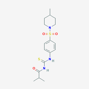 molecular formula C17H25N3O3S2 B318955 N-isobutyryl-N'-{4-[(4-methyl-1-piperidinyl)sulfonyl]phenyl}thiourea 