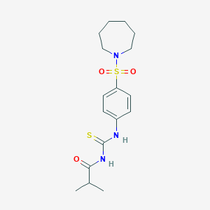 molecular formula C17H25N3O3S2 B318961 N-[4-(1-azepanylsulfonyl)phenyl]-N'-isobutyrylthiourea 