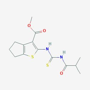 molecular formula C14H18N2O3S2 B318968 methyl 2-{[(isobutyrylamino)carbothioyl]amino}-5,6-dihydro-4H-cyclopenta[b]thiophene-3-carboxylate 