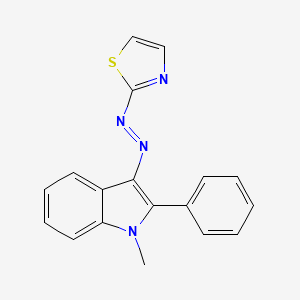 molecular formula C18H14N4S B3189701 1-Methyl-2-phenyl-3-(thiazol-2-ylazo)-1H-indole CAS No. 34367-95-8