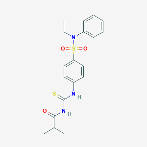 molecular formula C19H23N3O3S2 B318994 N-ethyl-4-{[(isobutyrylamino)carbothioyl]amino}-N-phenylbenzenesulfonamide 