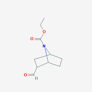 molecular formula C10H15NO3 B3190064 7-Azabicyclo[2.2.1]heptane-7-carboxylic acid, 2-formyl-, ethyl ester CAS No. 389617-38-3