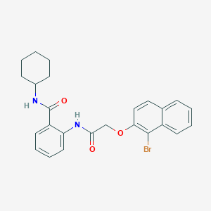 molecular formula C25H25BrN2O3 B319010 2-({[(1-bromo-2-naphthyl)oxy]acetyl}amino)-N-cyclohexylbenzamide 