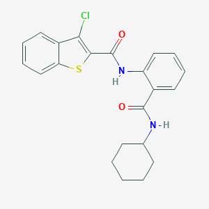 molecular formula C22H21ClN2O2S B319015 3-chloro-N-[2-(cyclohexylcarbamoyl)phenyl]-1-benzothiophene-2-carboxamide 