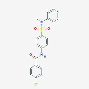molecular formula C20H17ClN2O3S B319050 4-chloro-N-{4-[(methylanilino)sulfonyl]phenyl}benzamide 