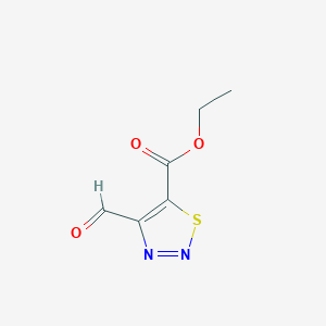molecular formula C6H6N2O3S B3190691 Ethyl 4-formyl-1,2,3-thiadiazole-5-carboxylate CAS No. 4609-58-9