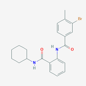 molecular formula C21H23BrN2O2 B319083 3-bromo-N-[2-(cyclohexylcarbamoyl)phenyl]-4-methylbenzamide 