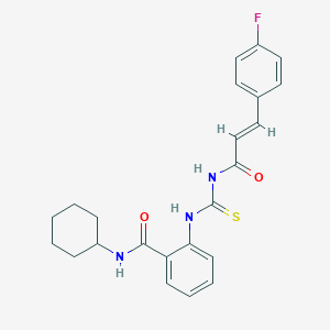 molecular formula C23H24FN3O2S B319090 N-cyclohexyl-2-[({[3-(4-fluorophenyl)acryloyl]amino}carbothioyl)amino]benzamide 