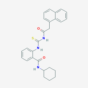 molecular formula C26H27N3O2S B319091 N-cyclohexyl-2-({[(1-naphthylacetyl)amino]carbothioyl}amino)benzamide 