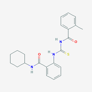 molecular formula C22H25N3O2S B319093 N-{[2-(cyclohexylcarbamoyl)phenyl]carbamothioyl}-2-methylbenzamide 