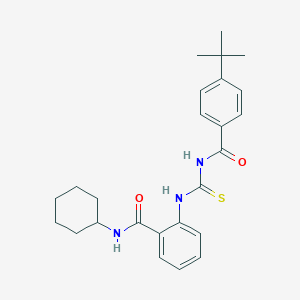 molecular formula C25H31N3O2S B319094 2-({[(4-tert-butylbenzoyl)amino]carbothioyl}amino)-N-cyclohexylbenzamide 