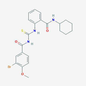 molecular formula C22H24BrN3O3S B319101 3-bromo-N-{[2-(cyclohexylcarbamoyl)phenyl]carbamothioyl}-4-methoxybenzamide 