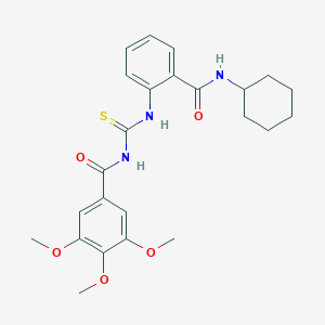 molecular formula C24H29N3O5S B319103 N-{[2-(cyclohexylcarbamoyl)phenyl]carbamothioyl}-3,4,5-trimethoxybenzamide 