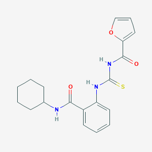 molecular formula C19H21N3O3S B319108 N-cyclohexyl-2-{[(2-furoylamino)carbothioyl]amino}benzamide 