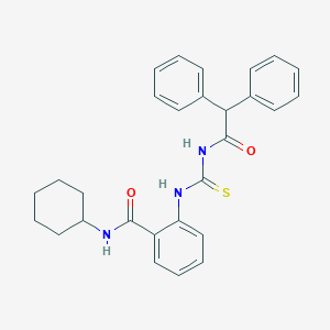 molecular formula C28H29N3O2S B319109 N-cyclohexyl-2-{[(diphenylacetyl)carbamothioyl]amino}benzamide 
